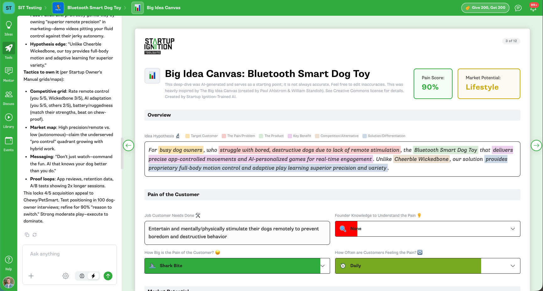 Startup Ignition ToolSuite Big Idea Canvas